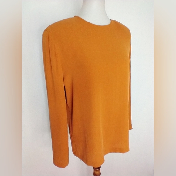 Anne Klein | Tops | Vintage Klein Pumpkin Silk Blouse | Poshmark